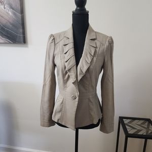 Ruffle Trim Knit Blazer